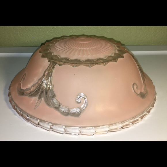 Vintage Frosted Pink Ceiling Light Shade - Picture 4 of 12